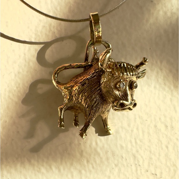 14k Diamond Bull Pendant - Picture 10 of 10